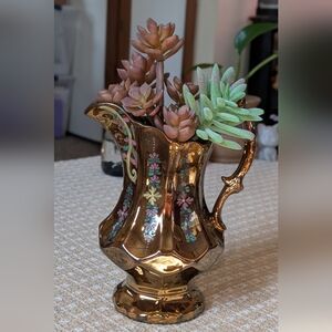 Antique Copper Lustreware English Pitcher